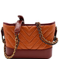 CHANEL Gabrielle Small Aged Calfskin Leather Hobo Crossbody Bag Orange