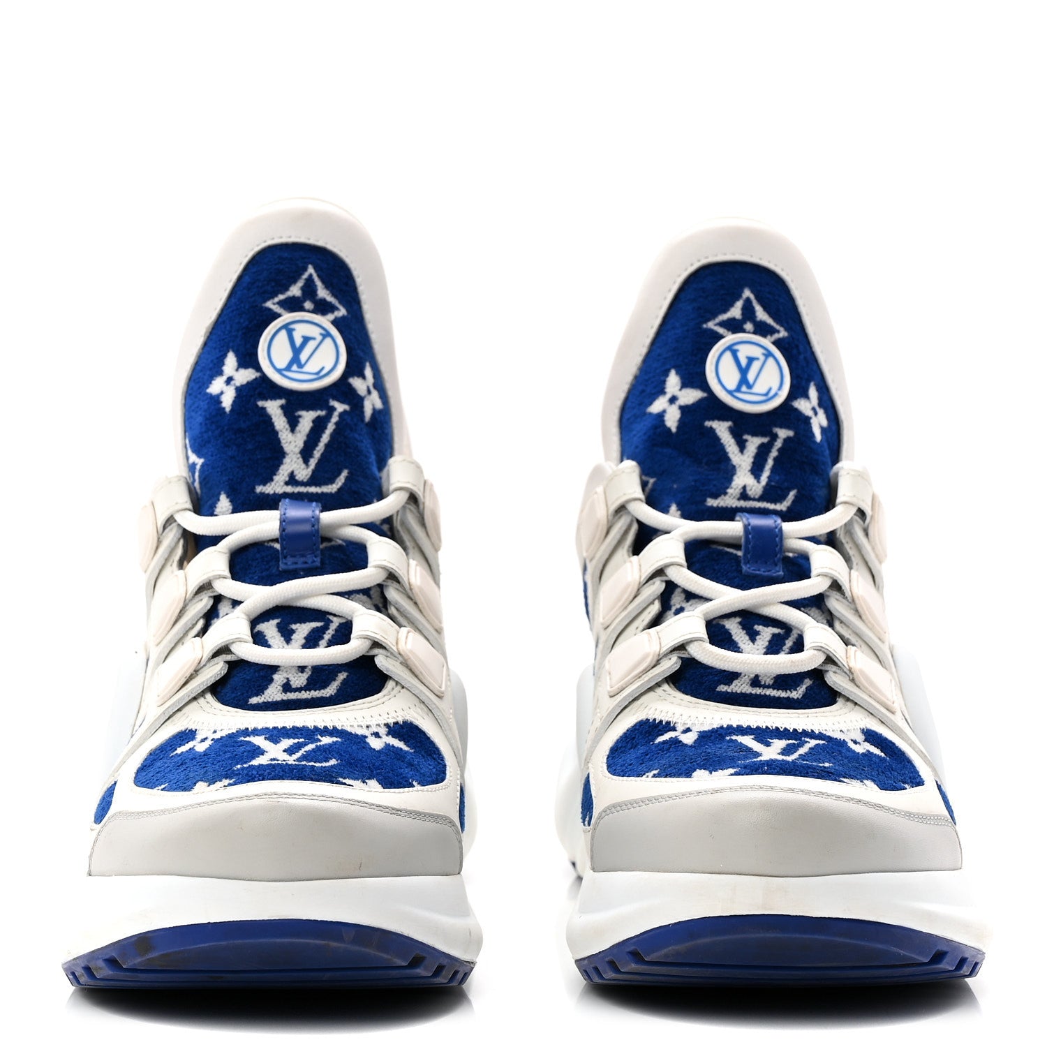 Louis Vuitton Jacquard Velvet Monogram LV Archlight Sneakers 37 White Blue