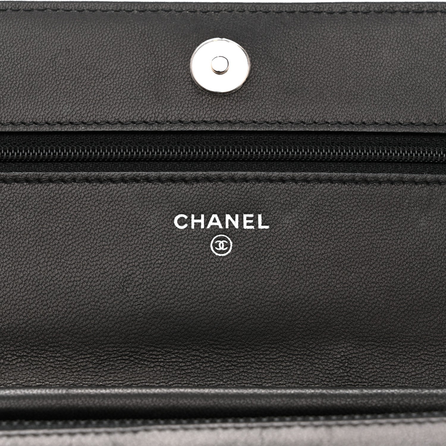 Chanel Calfskin Whipstitch Wallet On Chain WOC Black