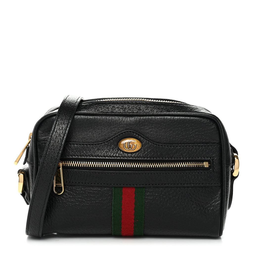 Gucci Calfskin Web Mini Ophidia Shoulder Bag Black