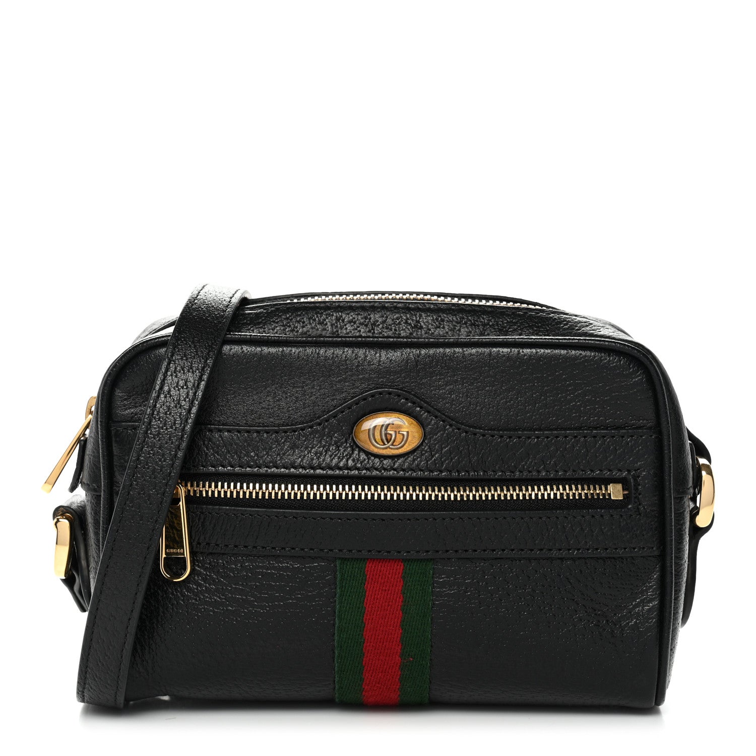 Gucci Calfskin Web Mini Ophidia Shoulder Bag Black