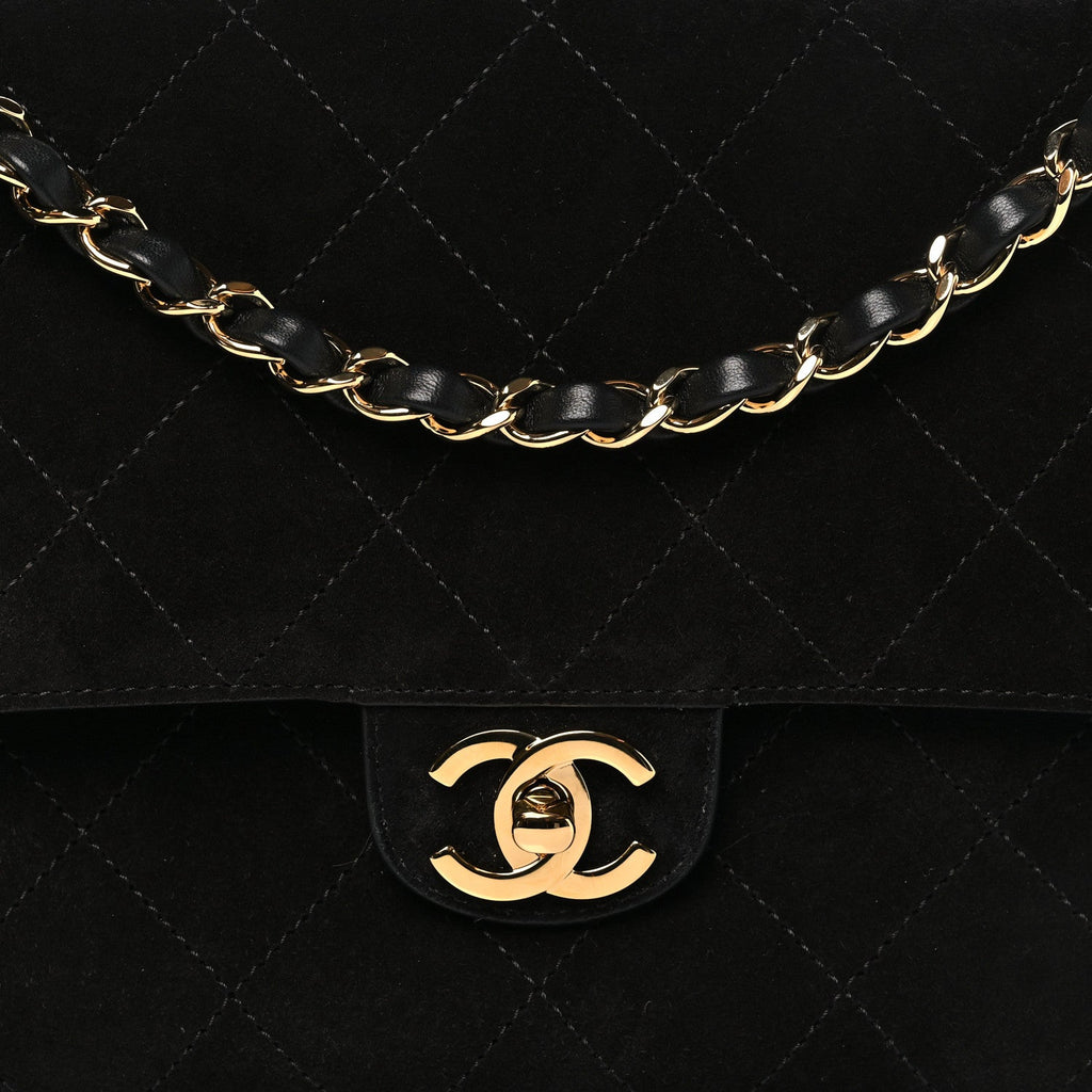 Chanel Suede Calfskin Small Souplissimo Maxi Flap Black