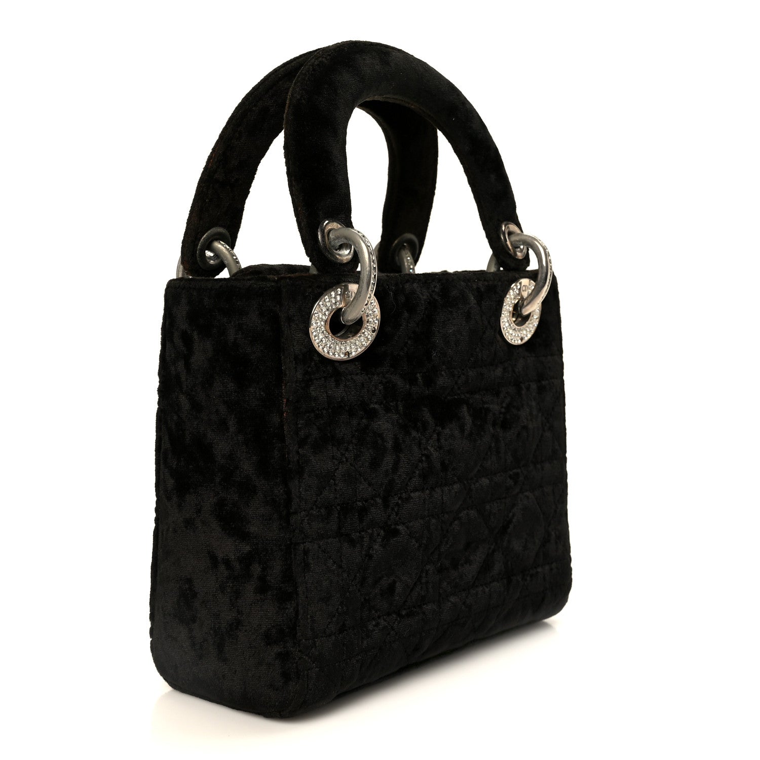 Christian Dior Velvet Crystal Mini Lady Dior Black