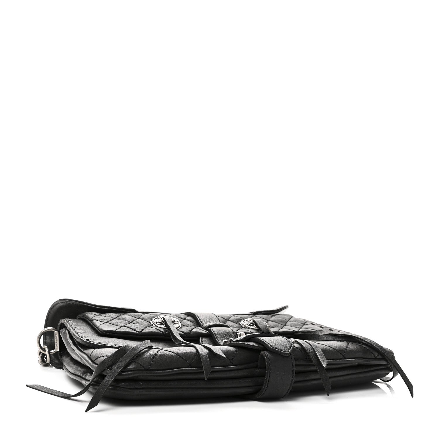 Chanel Goatskin Quilted Paris Dallas Saddle Bag Black
