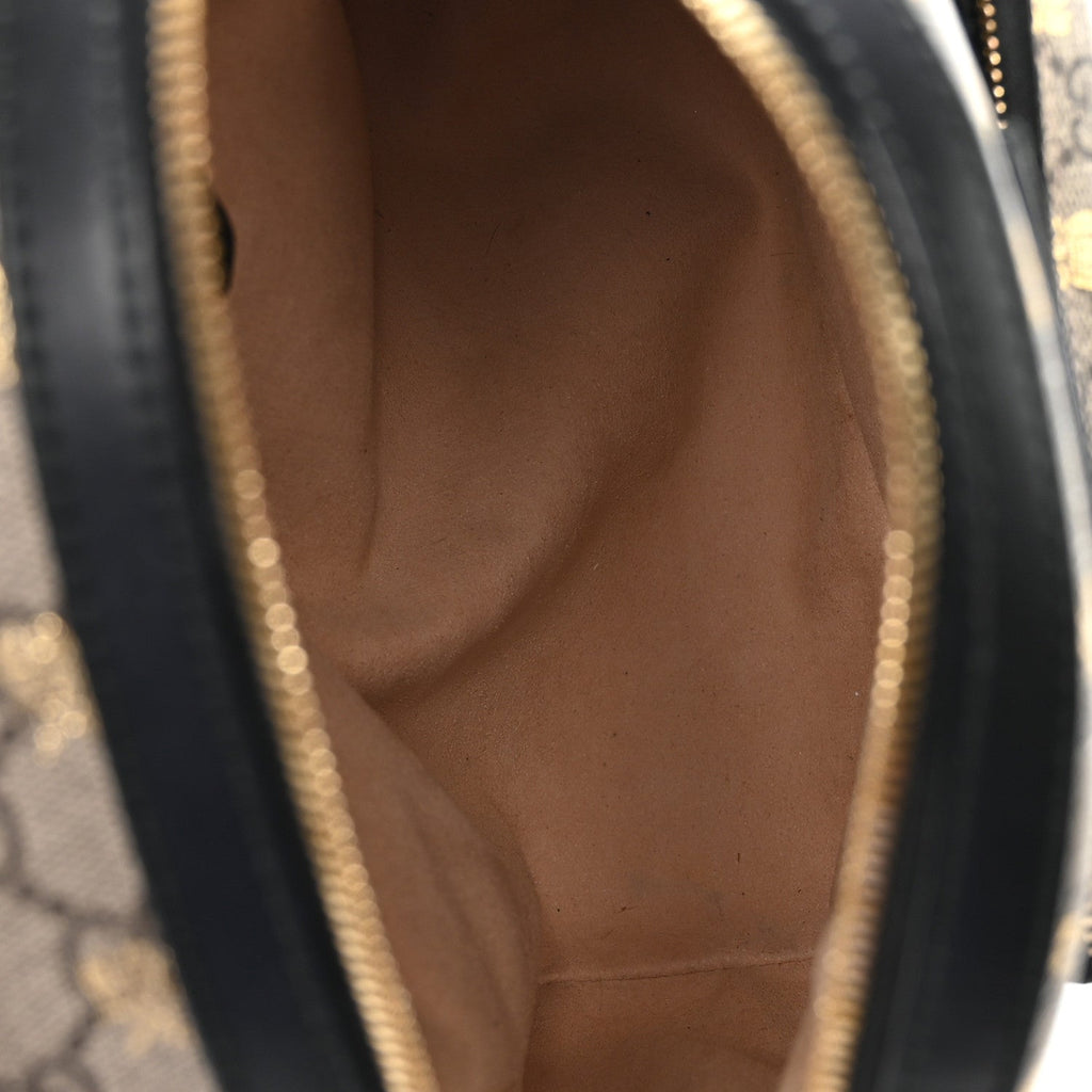 Gucci GG Supreme Monogram Bees Print Small Day Backpack Beige Oro Black