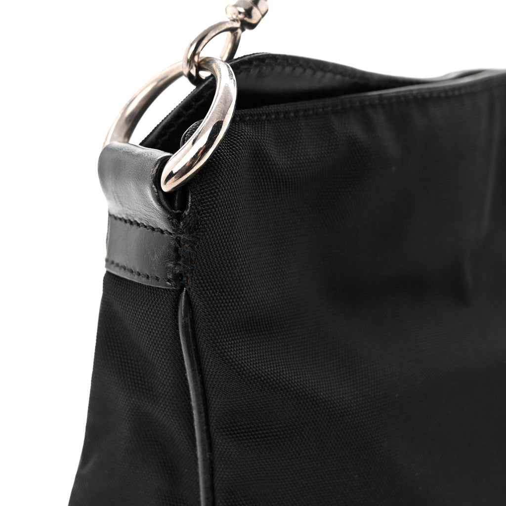 Gucci Nylon Bamboo Hobo Black