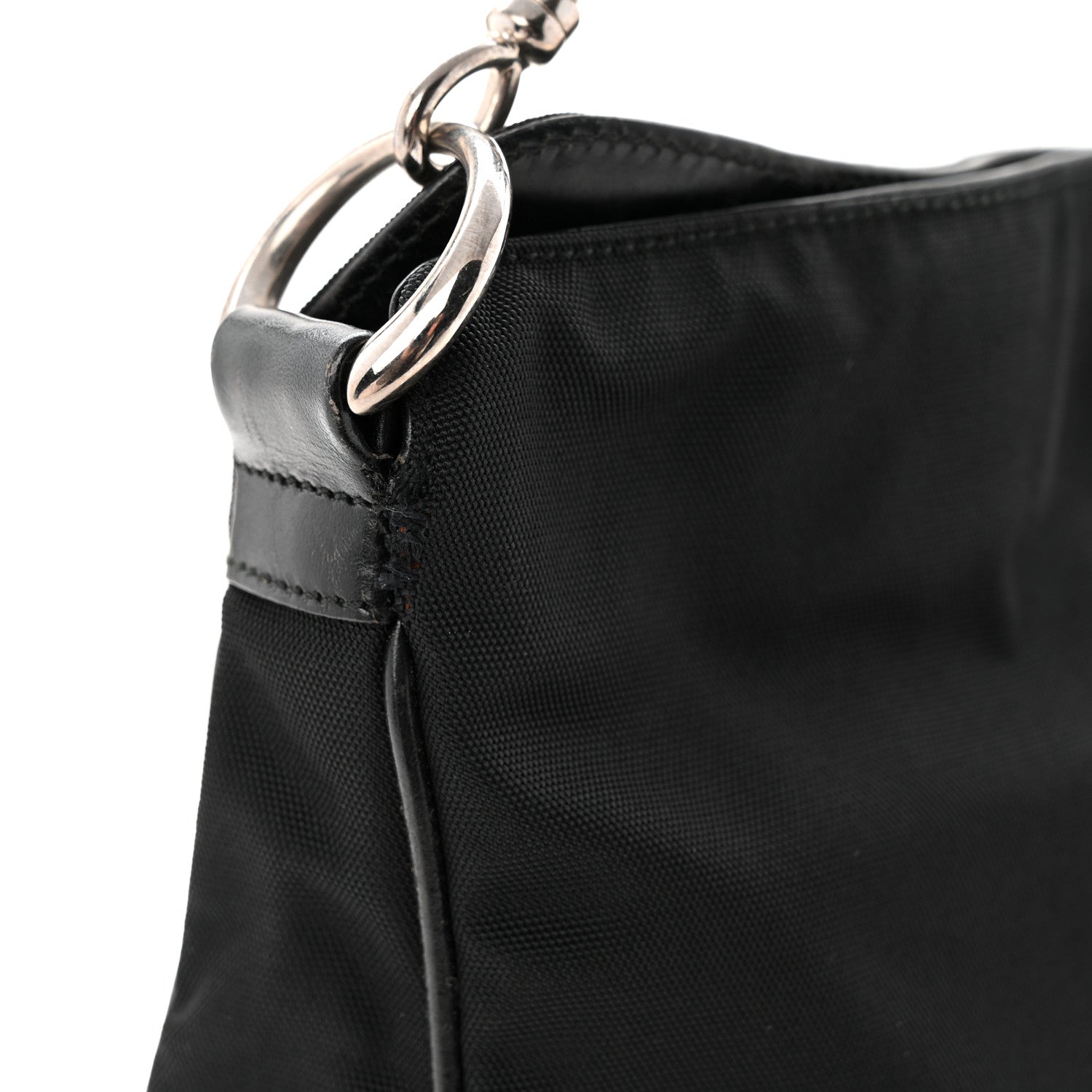 Gucci Nylon Bamboo Hobo Black