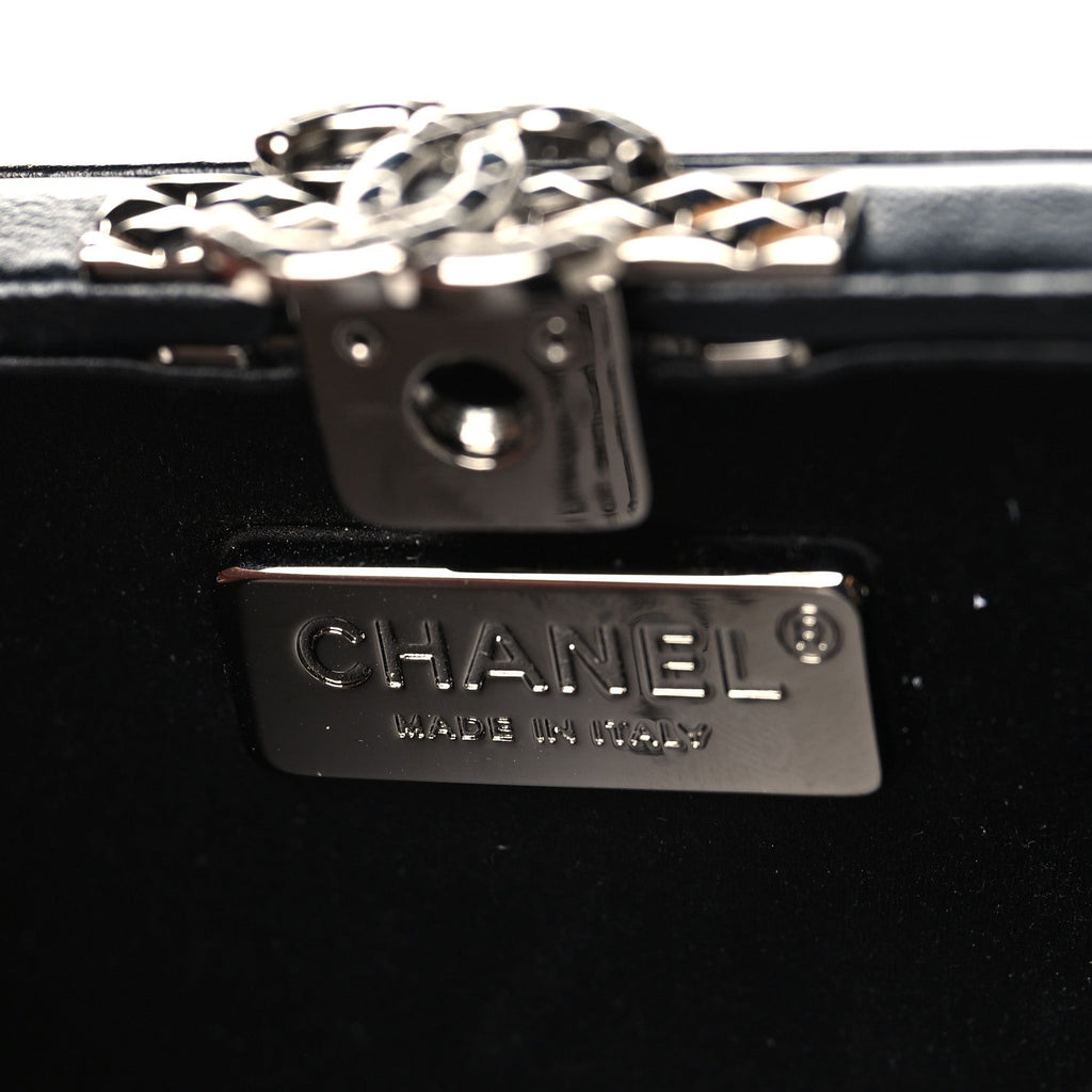 Chanel Crystal Calfskin Minaudiere Clutch Black