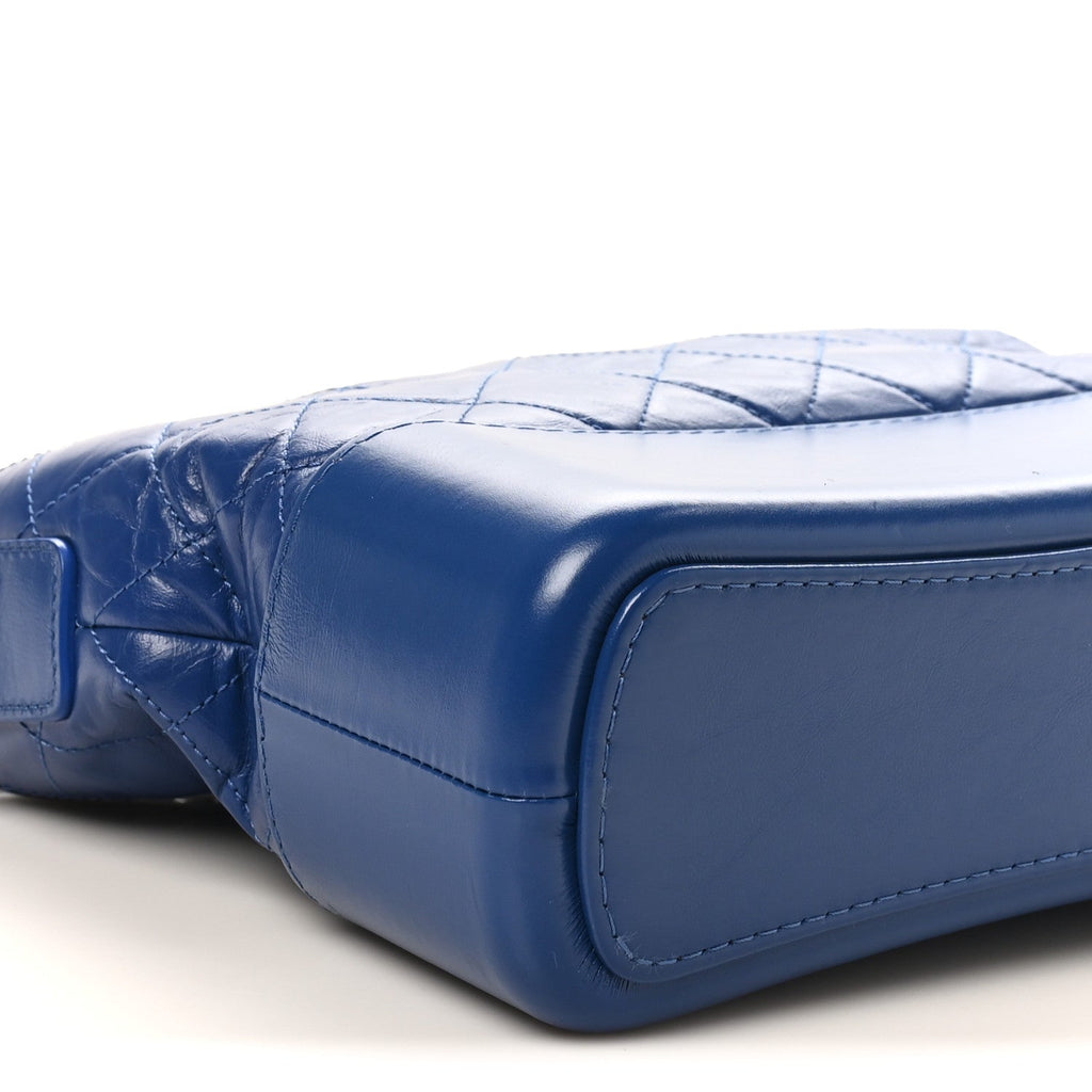 Chanel Aged Calfskin Quilted Medium Gabrielle Logo Hobo Blue