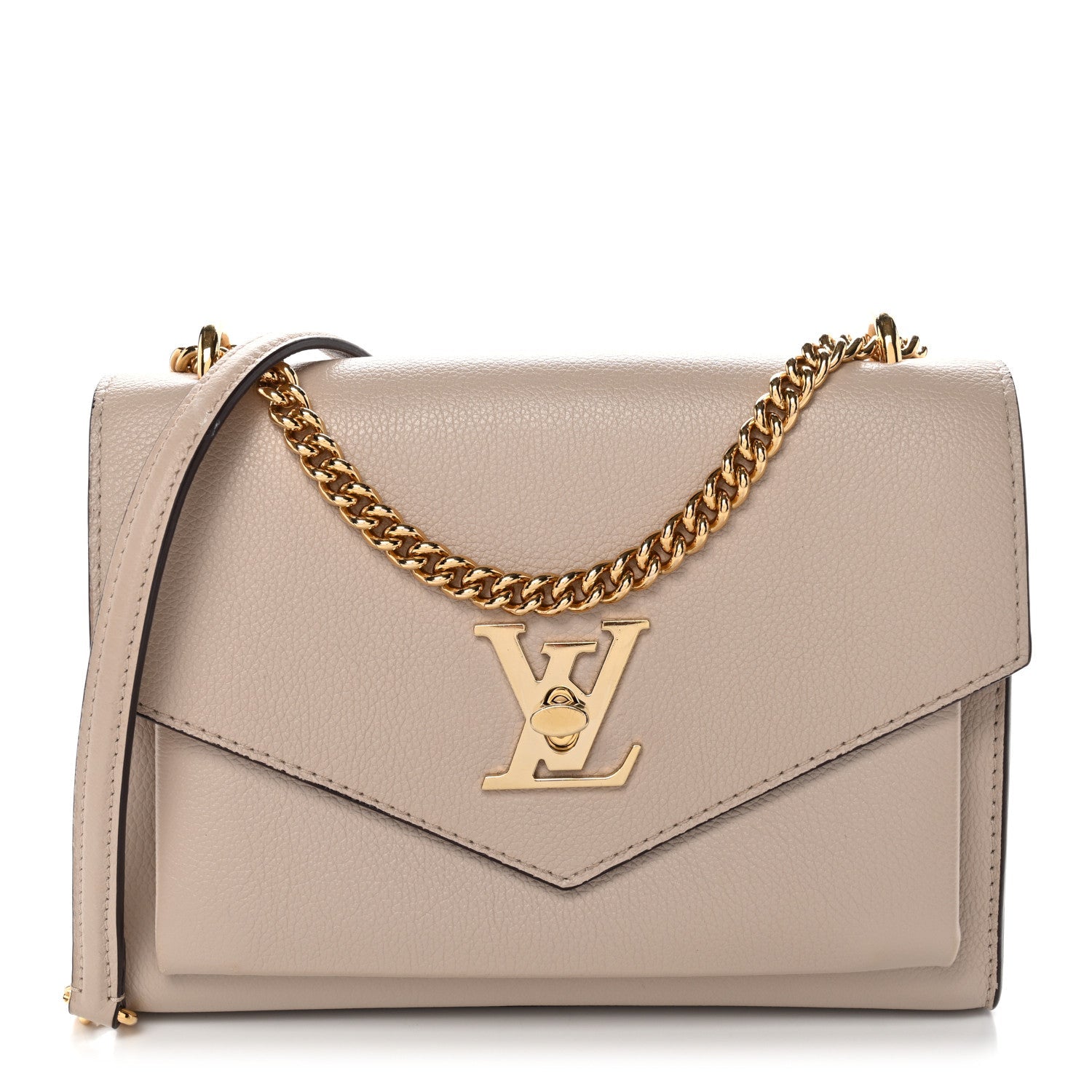 Louis Vuitton Soft Calfskin Mylockme Chain Bag BB Greige