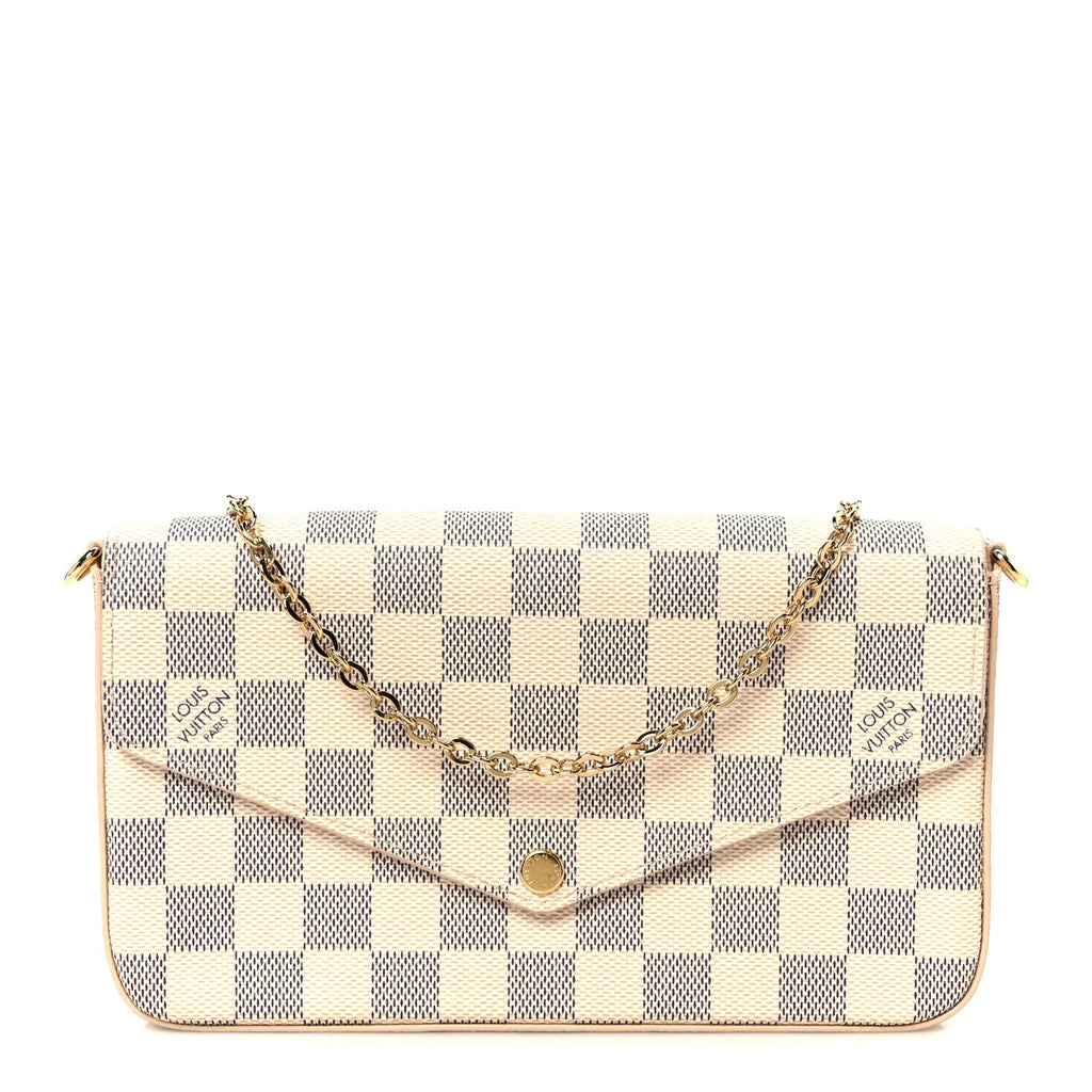 Louis Vuitton Damier Azur Pochette Felicie Chain Wallet Rose Ballerine