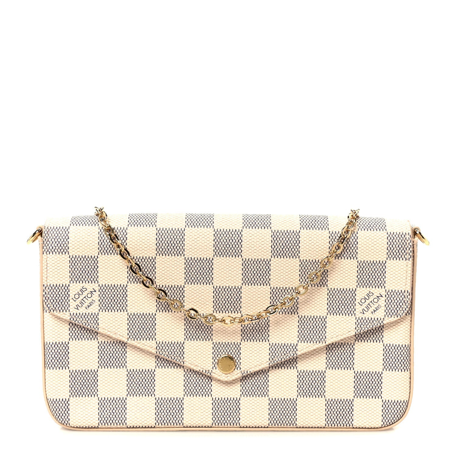 Louis Vuitton Damier Azur Pochette Felicie Chain Wallet Rose Ballerine