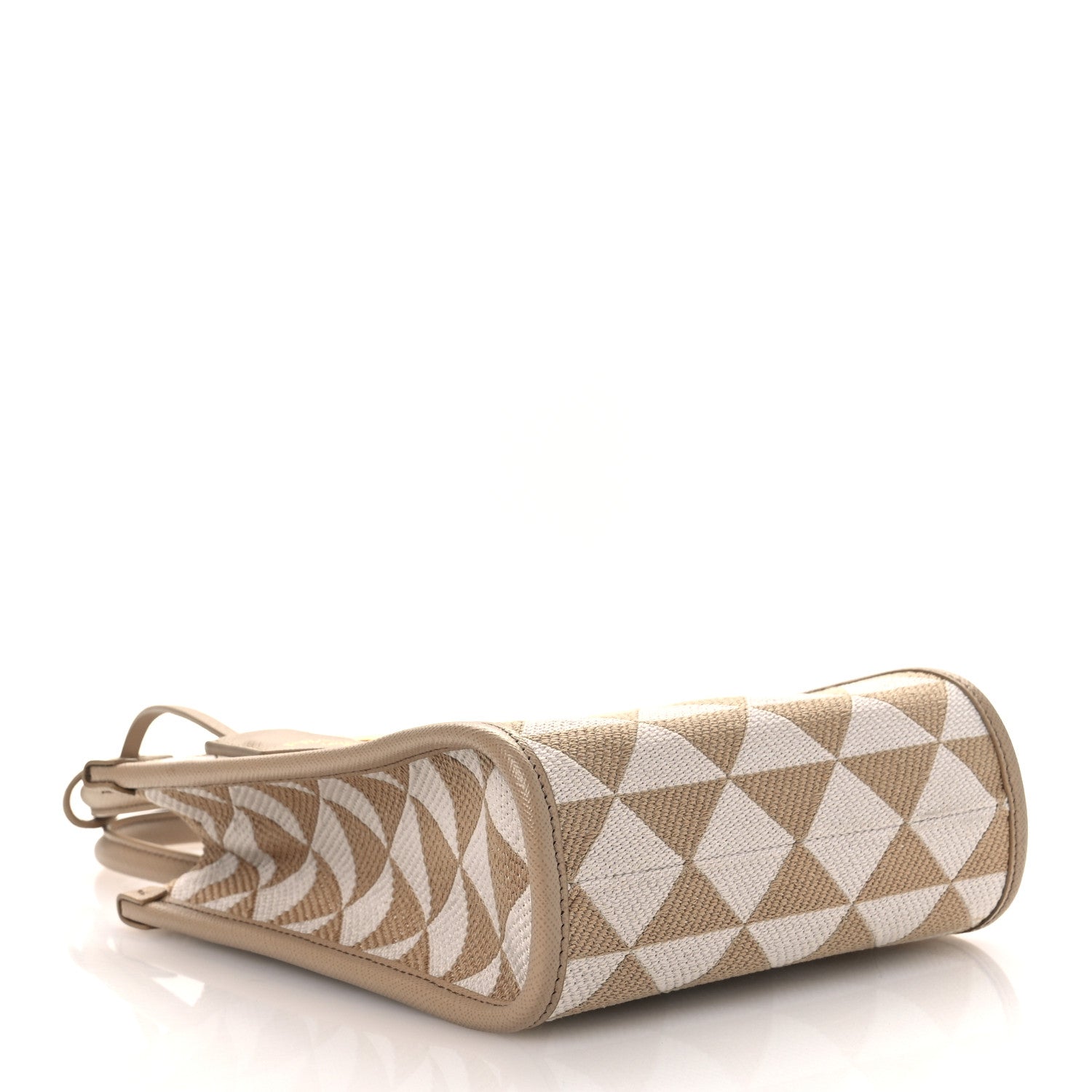 Prada Jacquard Saffiano Triangolo Symbole Embroidered Micro Tote Corda Talco