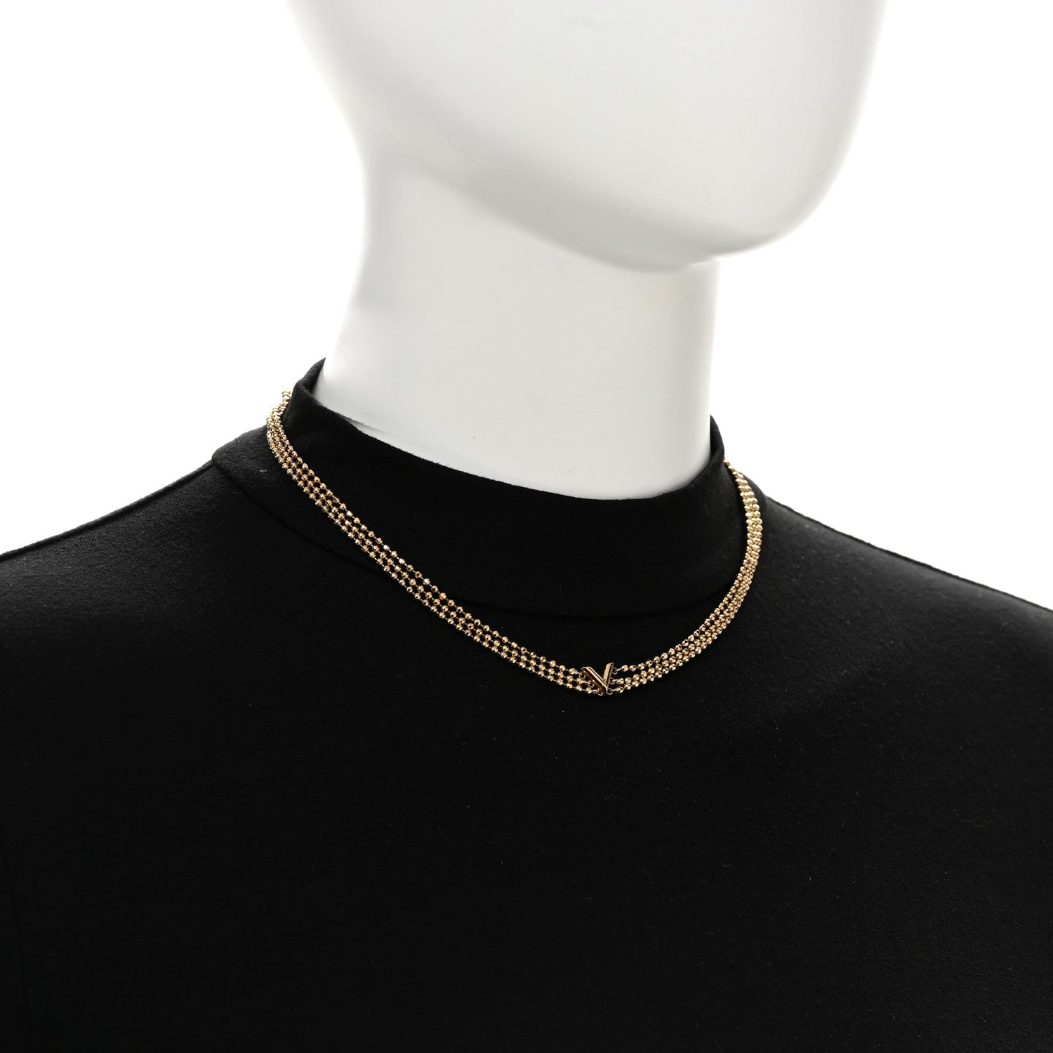 Louis Vuitton Metal Essential V Skin Necklace Gold