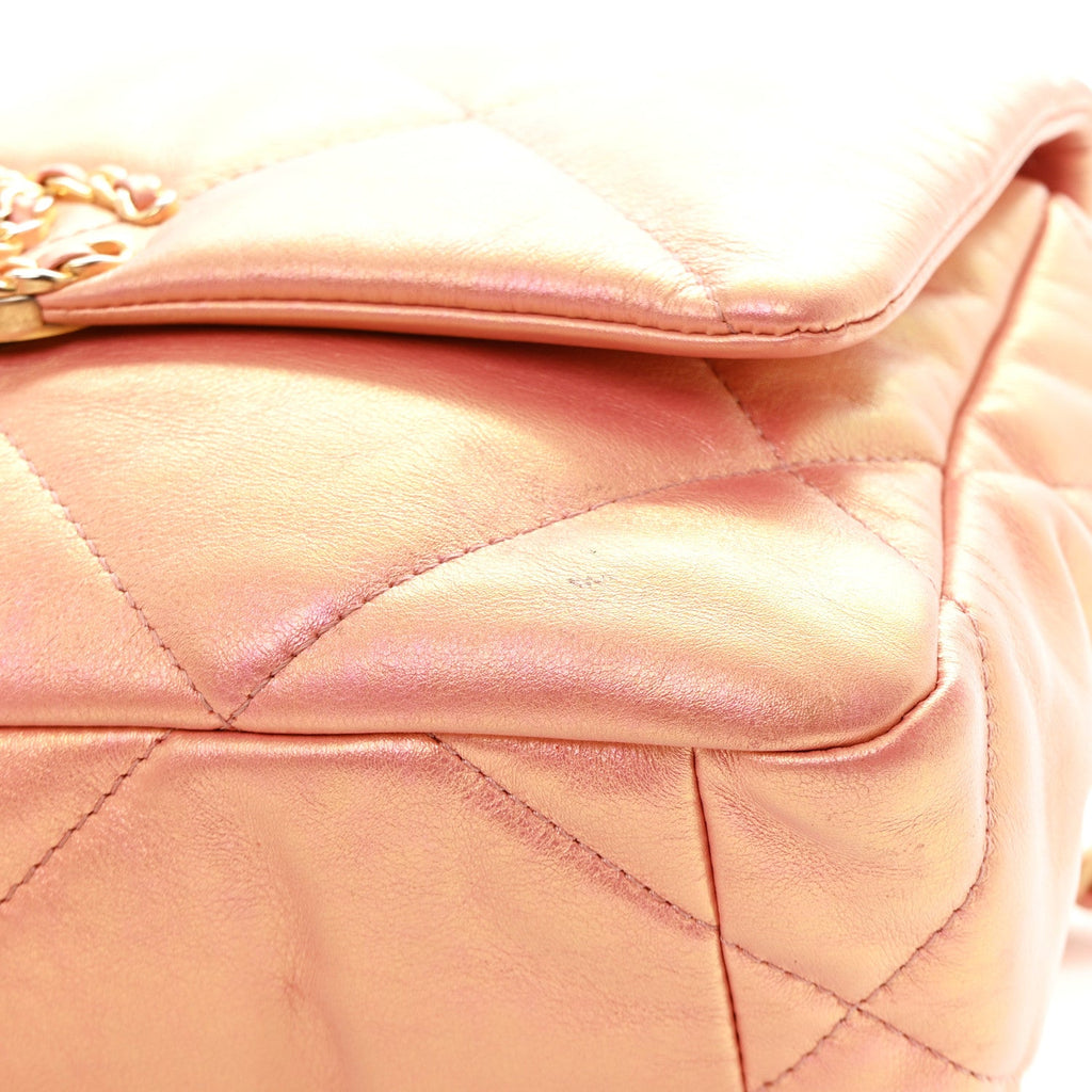 Chanel Iridescent Calfskin Quilted Medium Chanel 19 Flap Pink