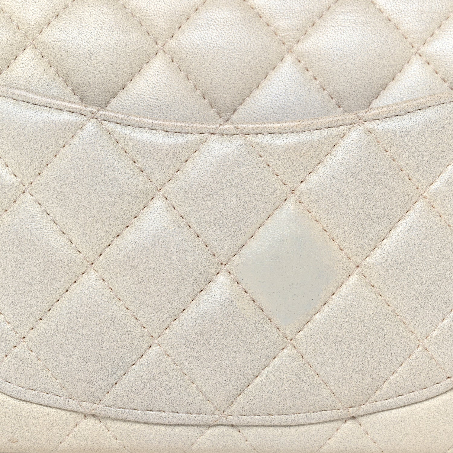 Chanel Iridescent Lambskin Quilted Mini Top Handle Rectangular Flap White