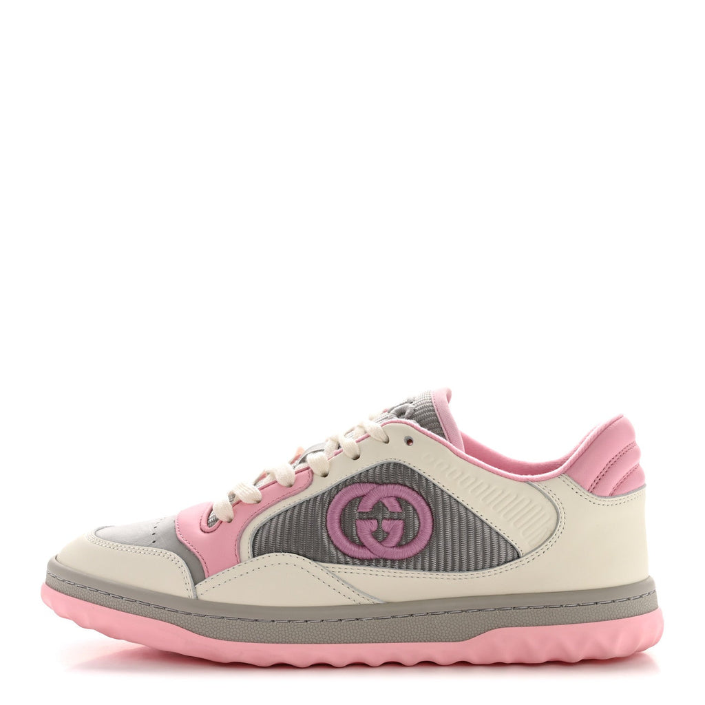 Gucci Dali Soft Calfskin Womens Mac80 Sneakers 38.5 Off White Grey Sky Light Rose