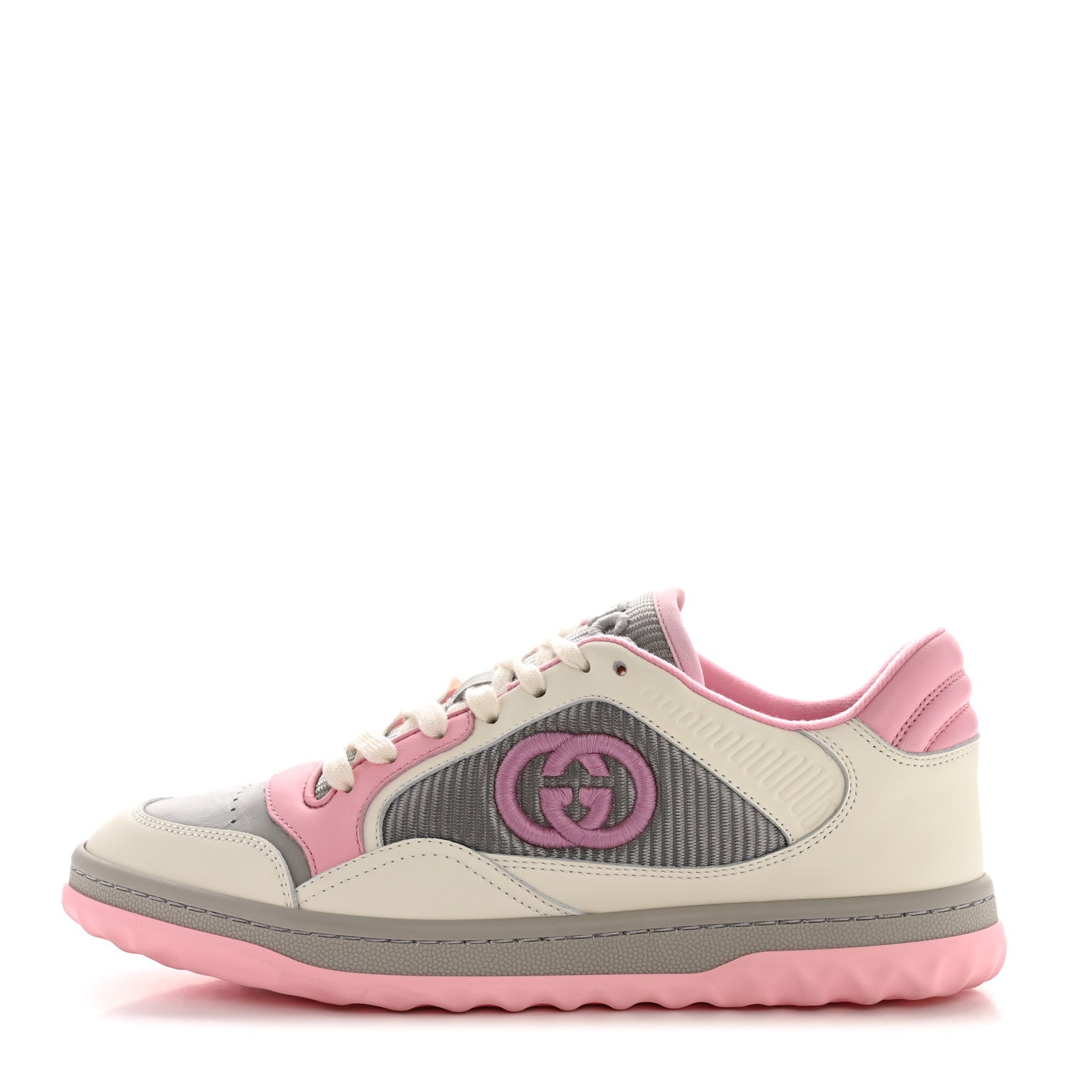 Gucci Dali Soft Calfskin Womens Mac80 Sneakers 38.5 Off White Grey Sky Light Rose