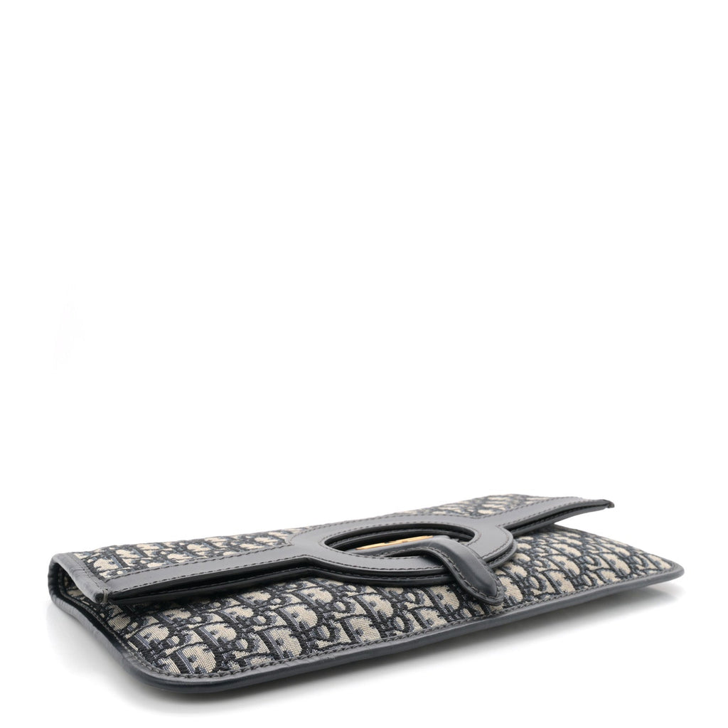 Christian Dior Oblique Fold Over Clutch Blue