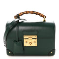 Gucci Azalea Calfskin Small Padlock Bamboo Shoulder Bag Vintage Green