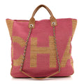 Chanel Mixed Fibers Large Shopping Bag Pink Beige