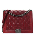 Chanel Nubuck Chesterfield Quilted Large Celtic Boy Flap Red