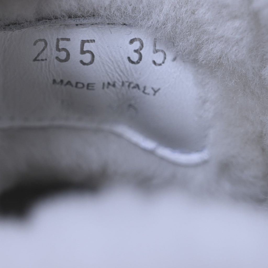 Prada Spazzolato Rois Nylon Shearling Metal Triangle Logo Monolith Pouch Pocket 55mm Boots 35.5 White