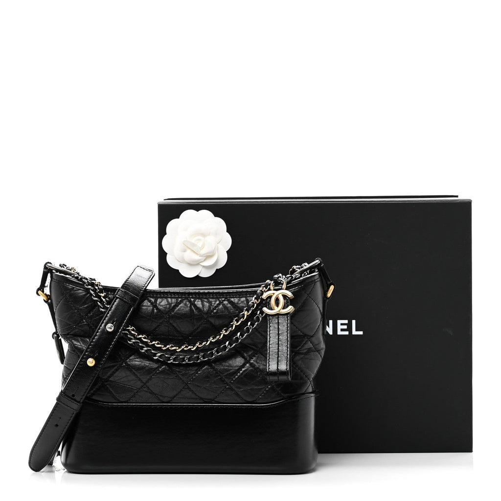 Chanel Aged Calfskin Quilted New Medium Gabrielle Hobo Black