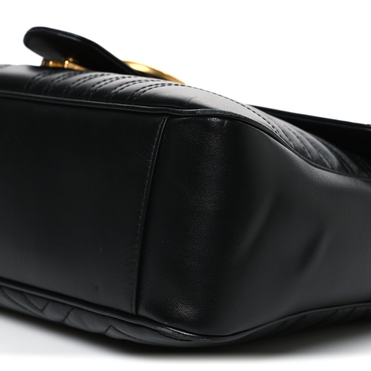 Gucci Calfskin Matelasse Medium GG Marmont Shoulder Bag Black