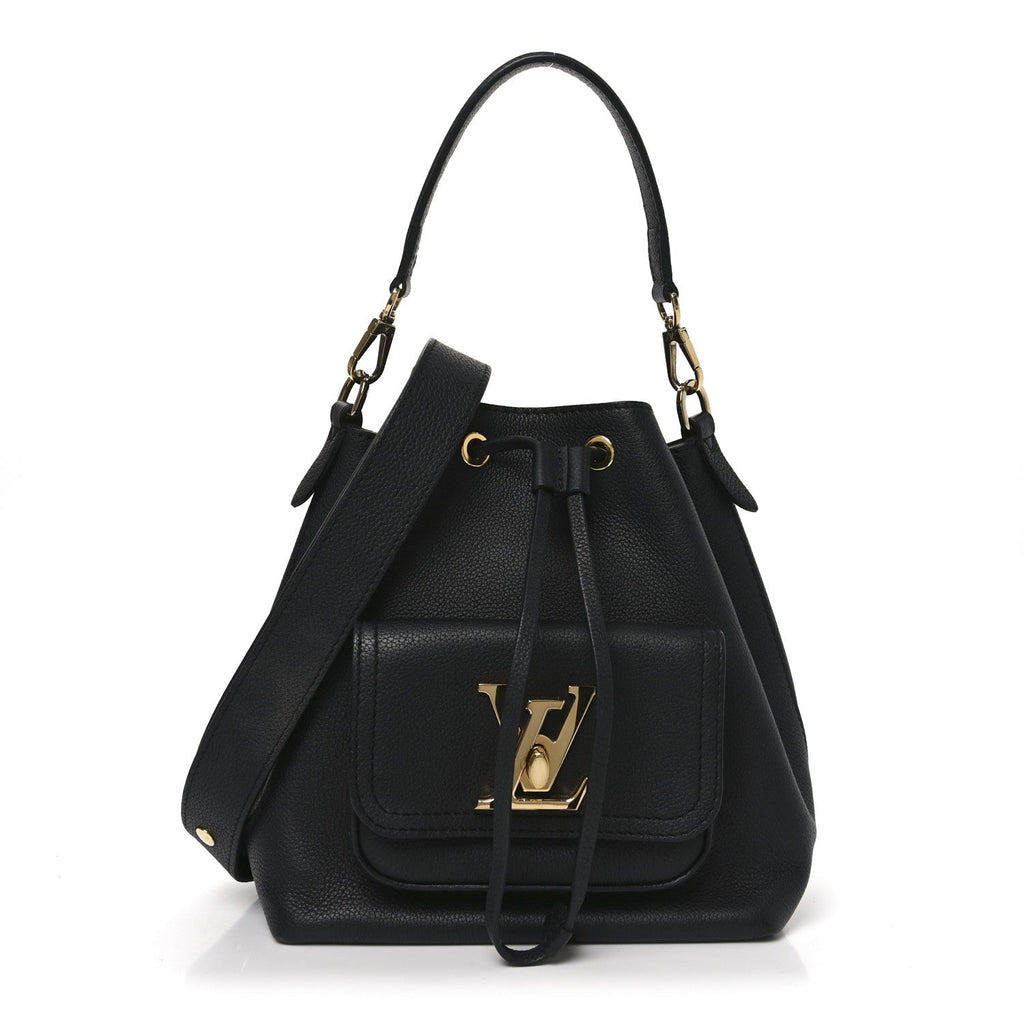 Louis Vuitton Calfskin Lockme Bucket MM Black