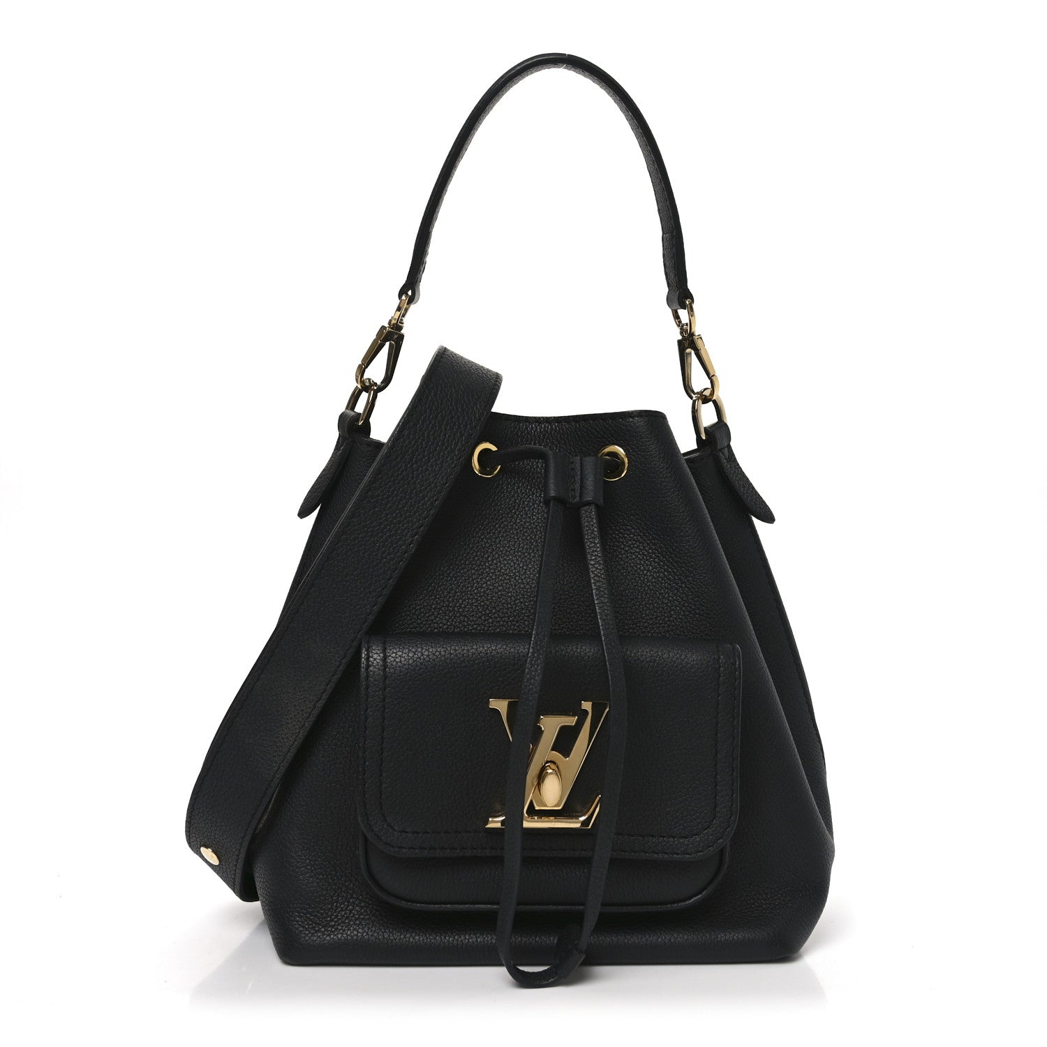 Louis Vuitton Calfskin Lockme Bucket MM Black