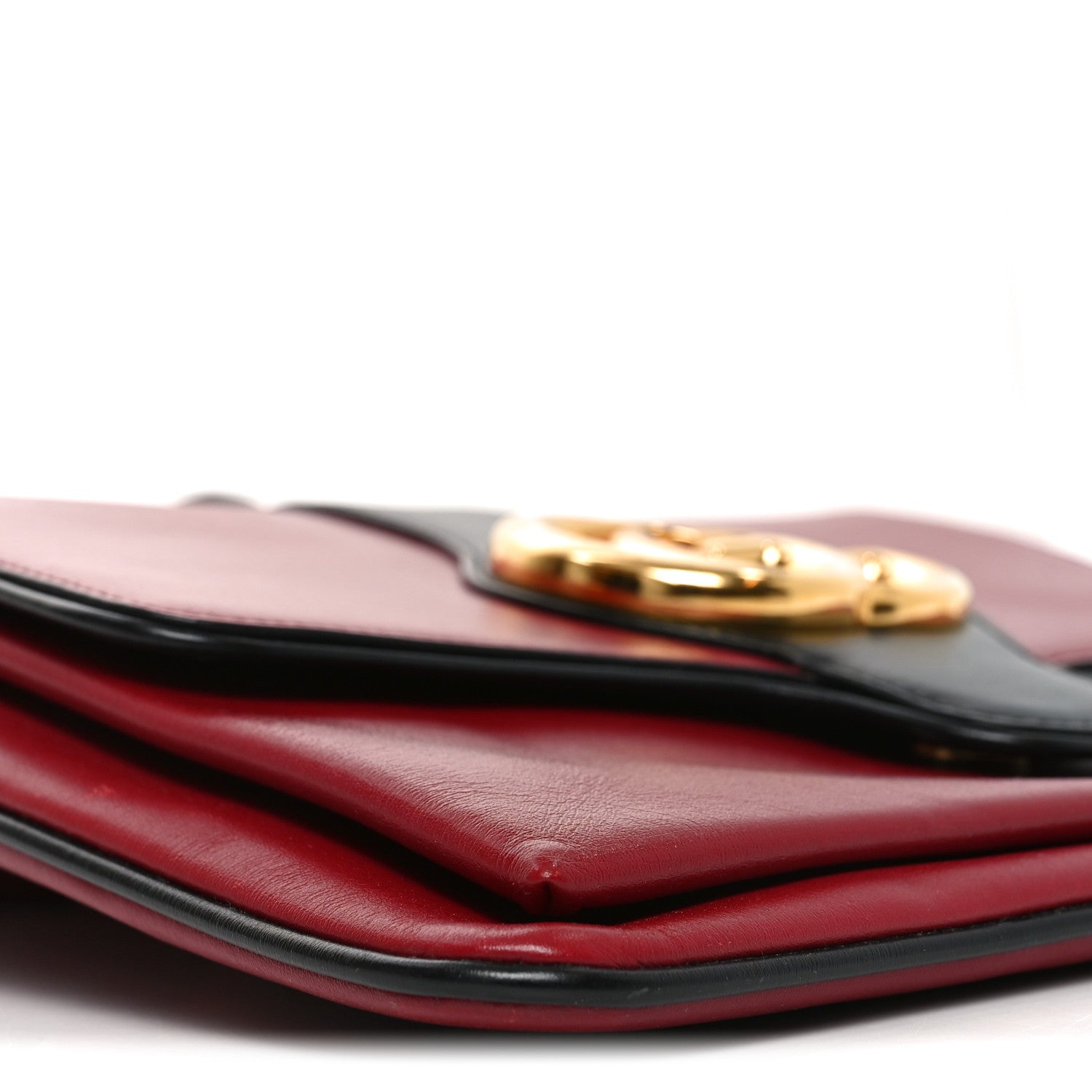 Gucci Calfskin Medium Arli Flap Shoulder Bag New Cherry Red Black