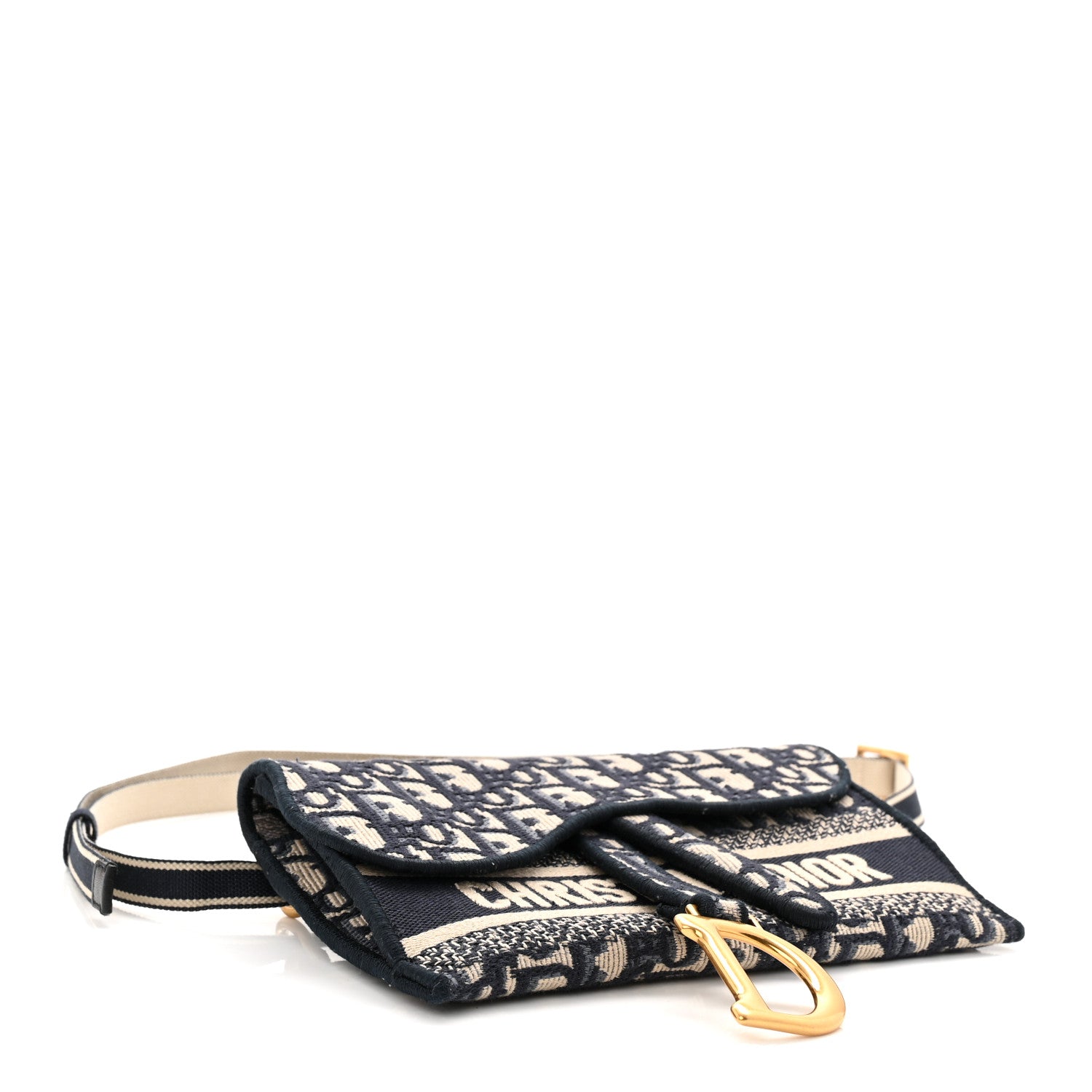 Christian Dior Oblique Slim Saddle Pouch Blue