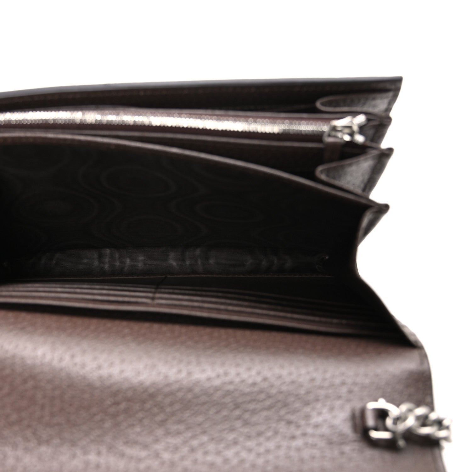 Gucci Monogram Jumbo GG Textured Dollar Calfskin Mini Dionysus Chain Wallet Camel Ebony New Acero