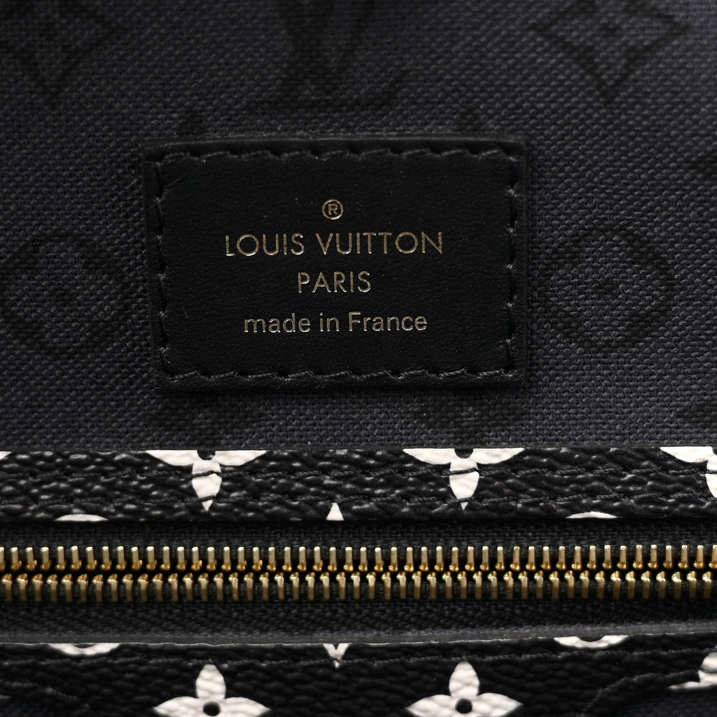 Louis Vuitton Monogram Giant Crafty Neverfull MM Creme Rouge Black