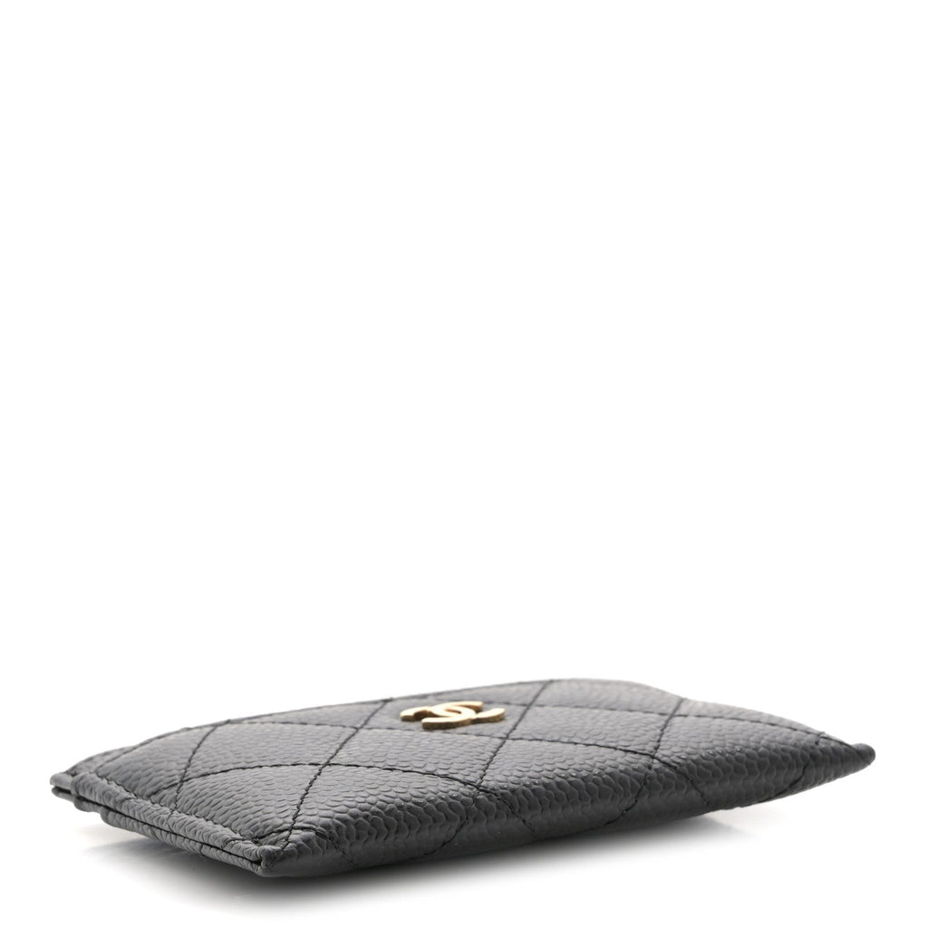 Caviar Quilted Card Holder Black