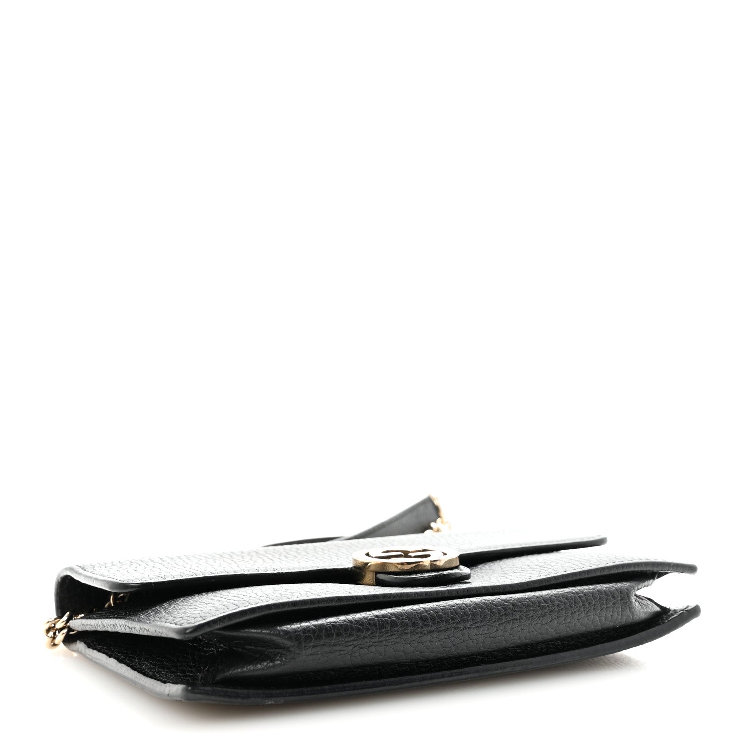 Gucci Dollar Calfskin Interlocking G Chain Wallet Black