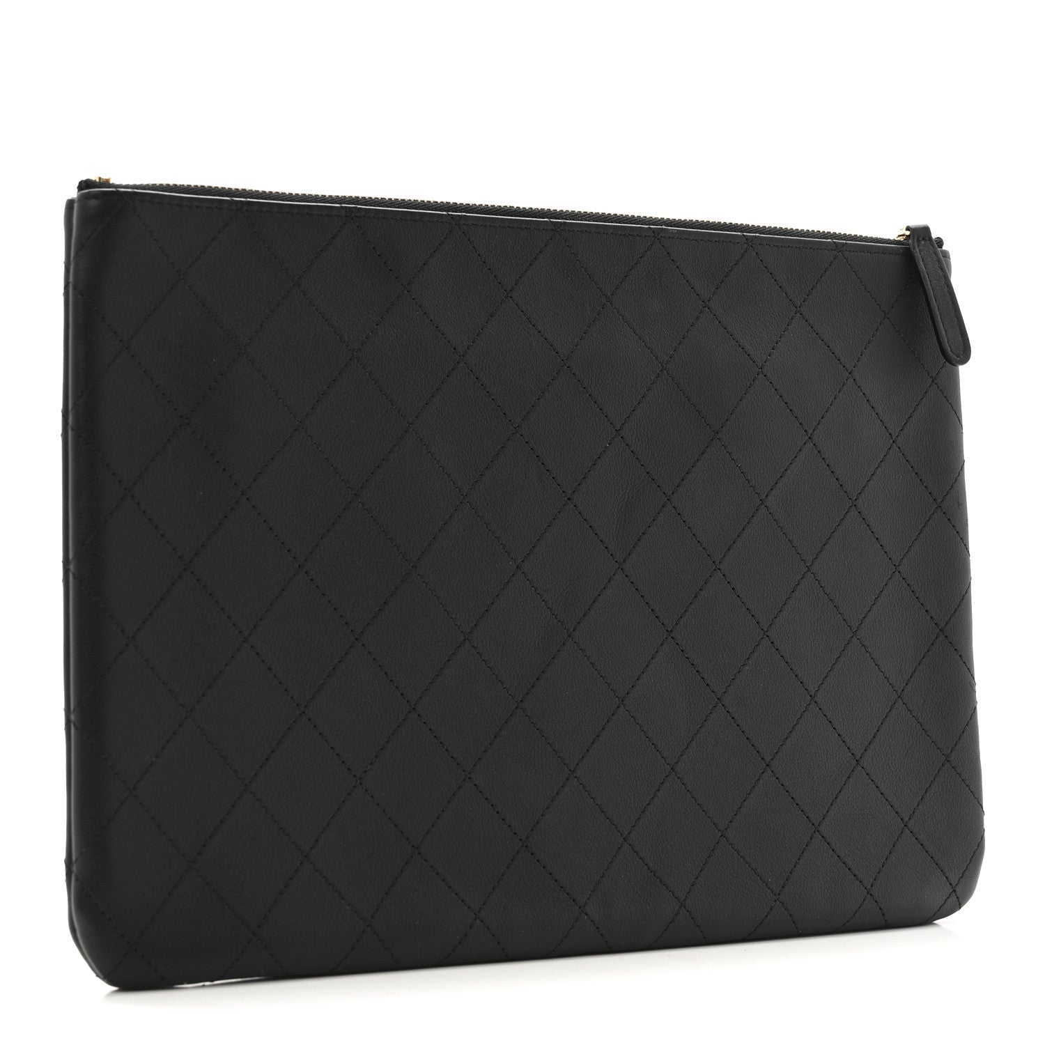 Calfskin Quilted Medium CC Pocket Cosmetic Case Black
