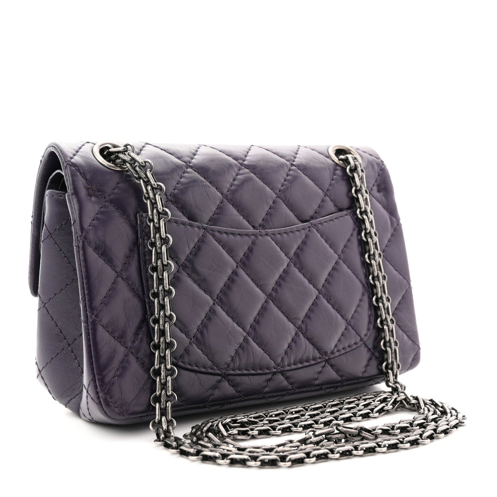 Chanel Aged Calfskin Quilted 2.55 Reissue Mini Flap Dark Purple