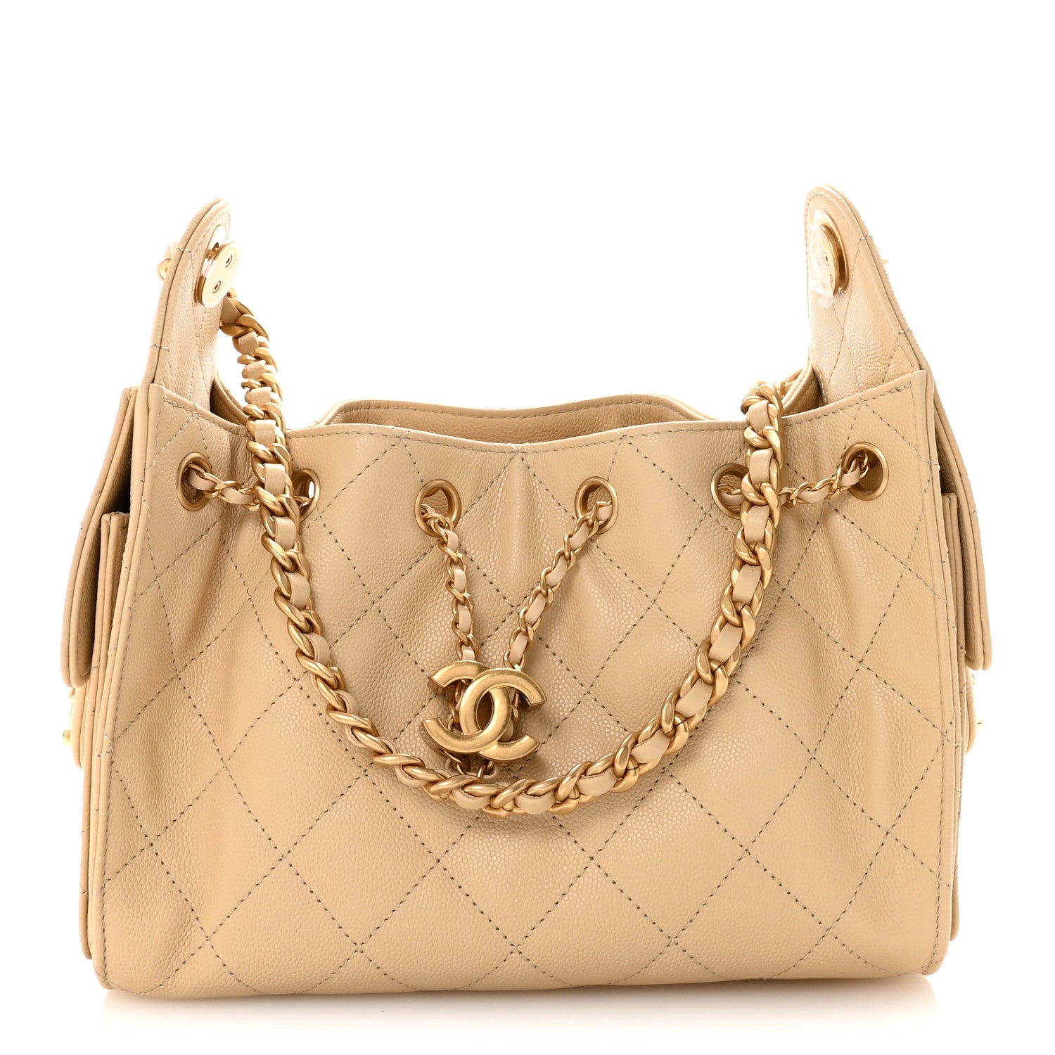 Chanel Caviar Quilted Mini Chanel 25 Handbag Beige