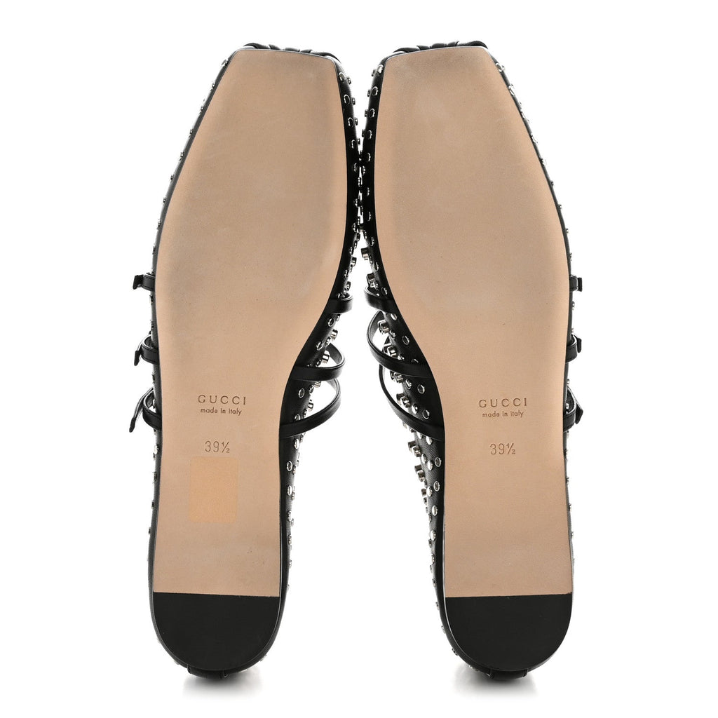 Gucci Nappa Carmaque Studded Horsebit Ballet Flats 39.5 Black