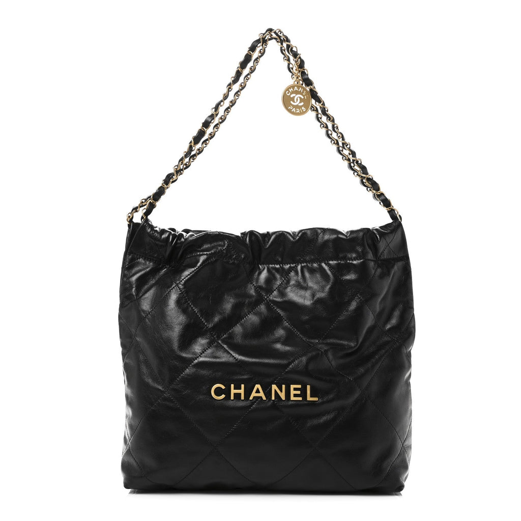 Chanel Shiny Calfskin Quilted Small Chanel 22 Black
