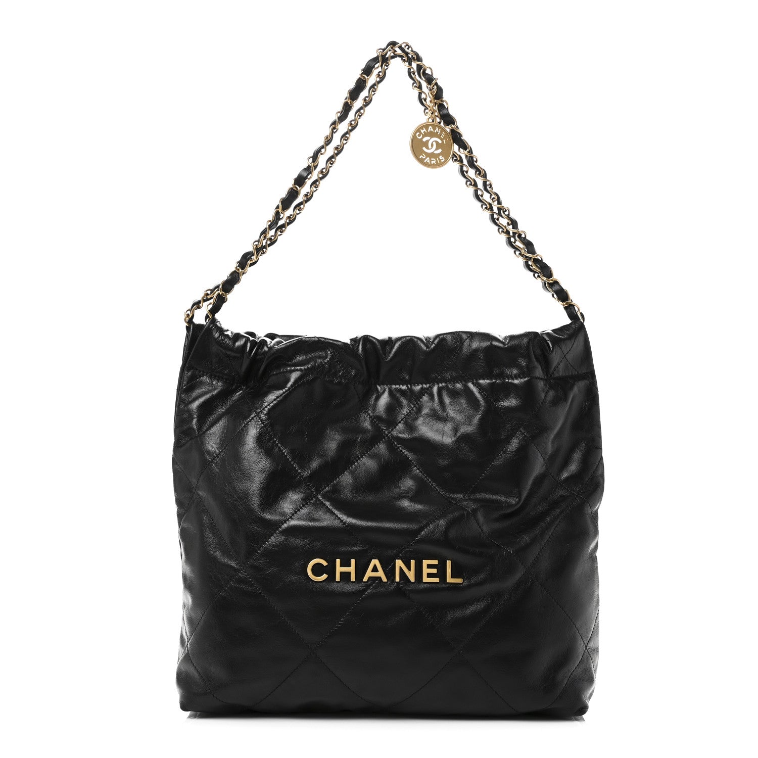 Chanel Shiny Calfskin Quilted Small Chanel 22 Black