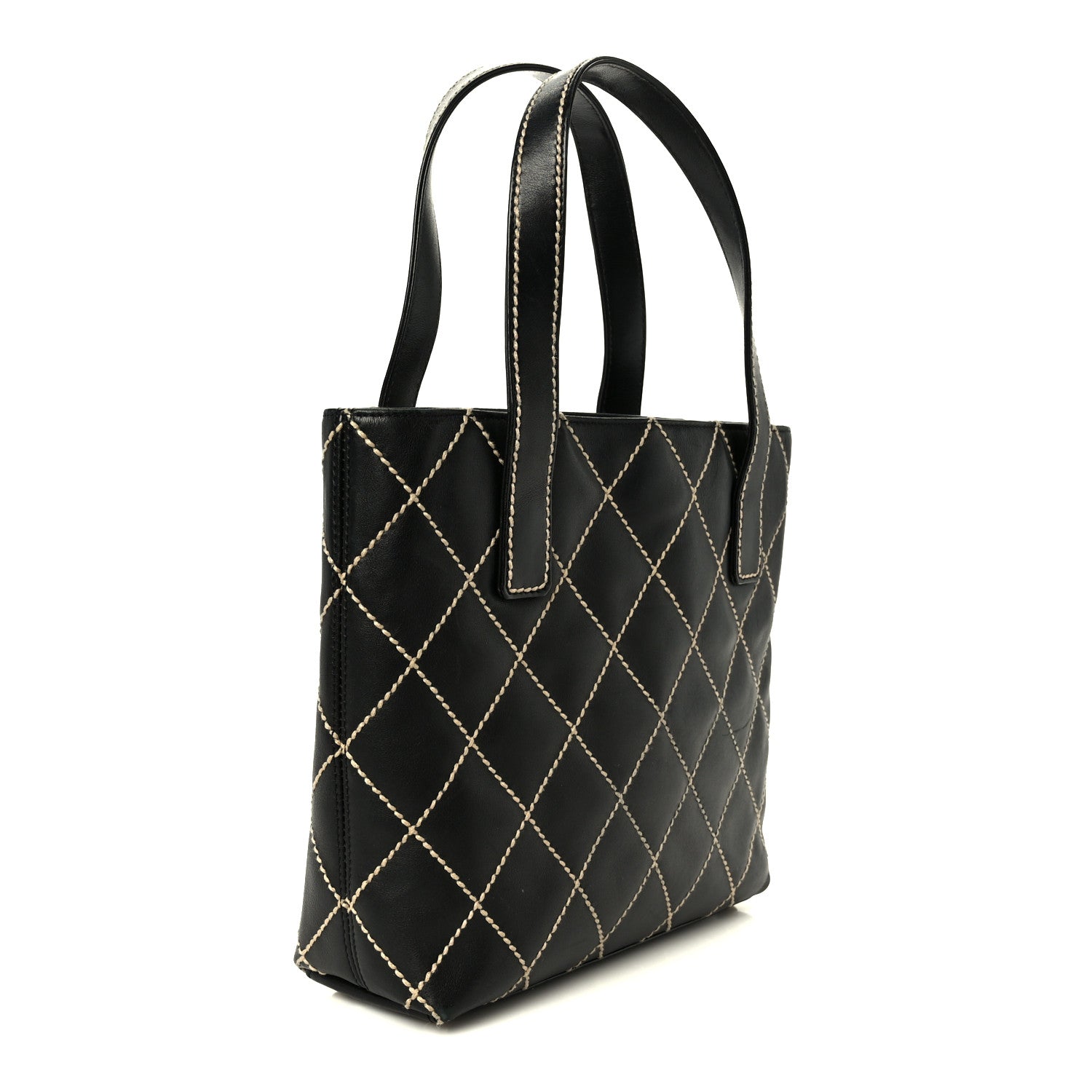 Chanel Calfskin Wild Stitch Tote Black