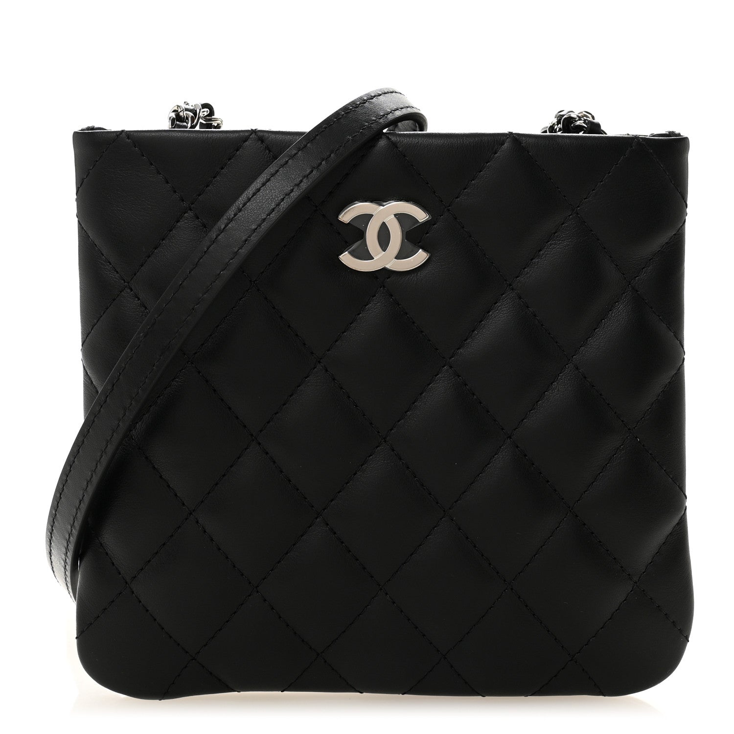 Chanel Lambskin Quilted Uniform Crossbody Bag Black