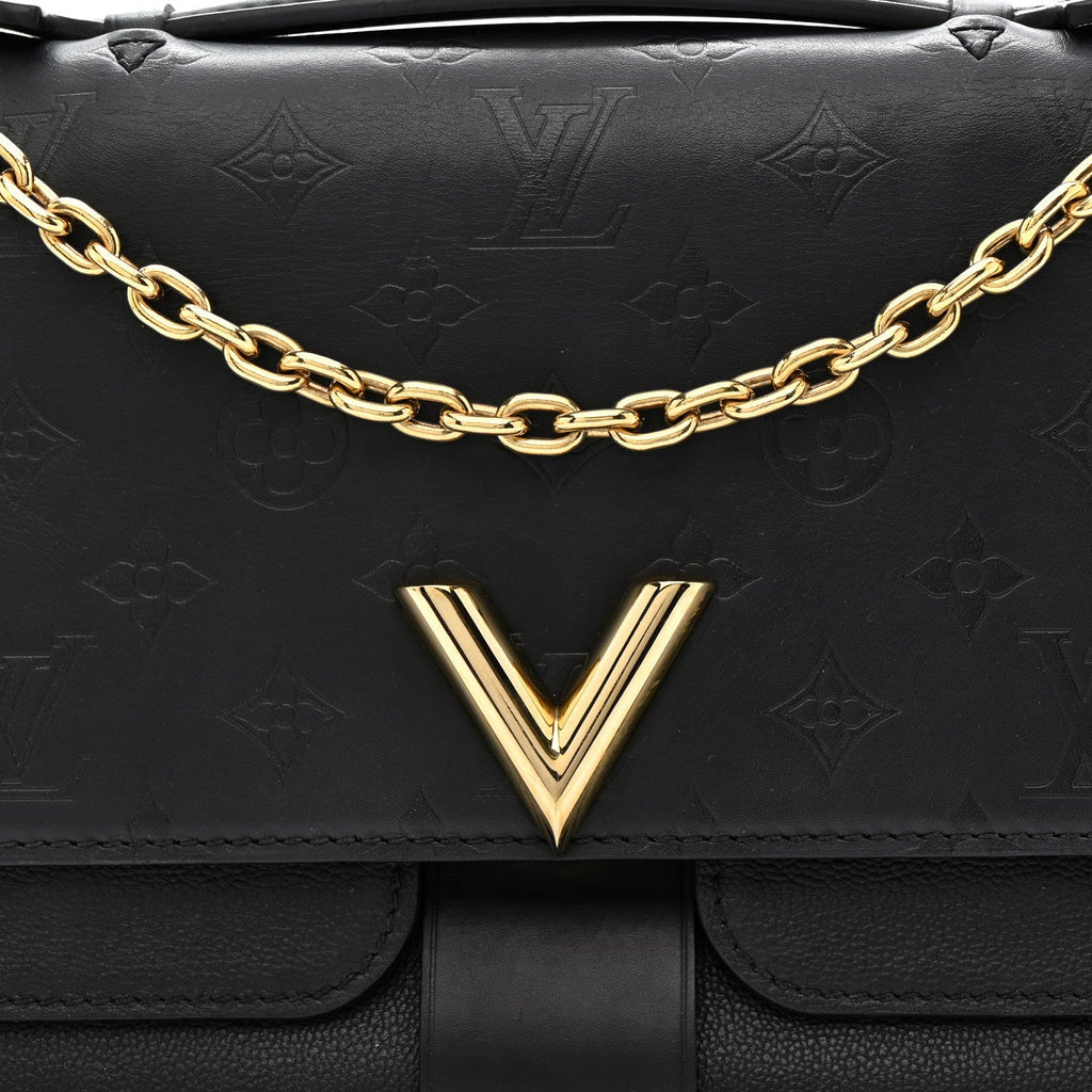 Louis Vuitton Monogram Cuir Plume Ecume Very Chain Bag Black