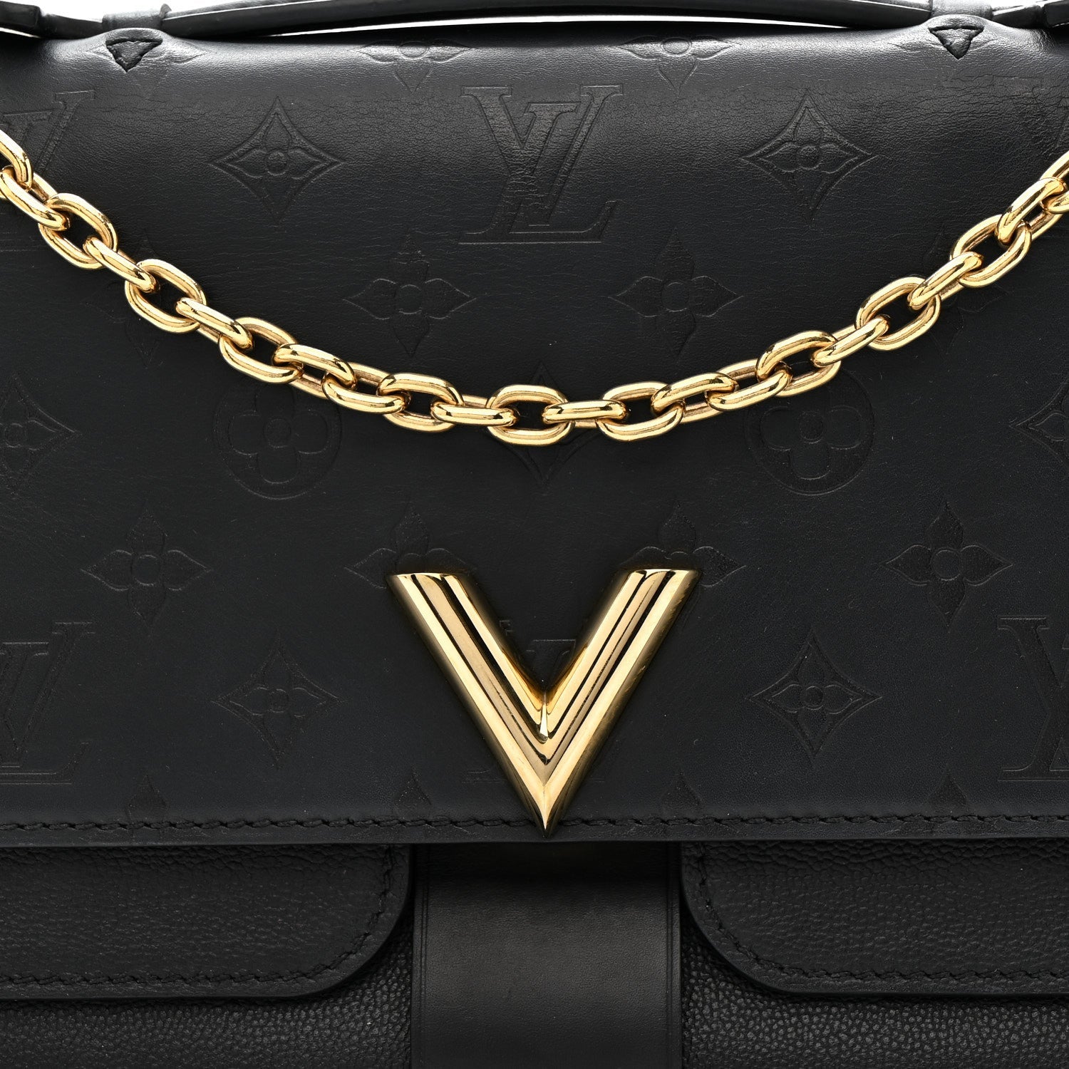 Louis Vuitton Monogram Cuir Plume Ecume Very Chain Bag Black