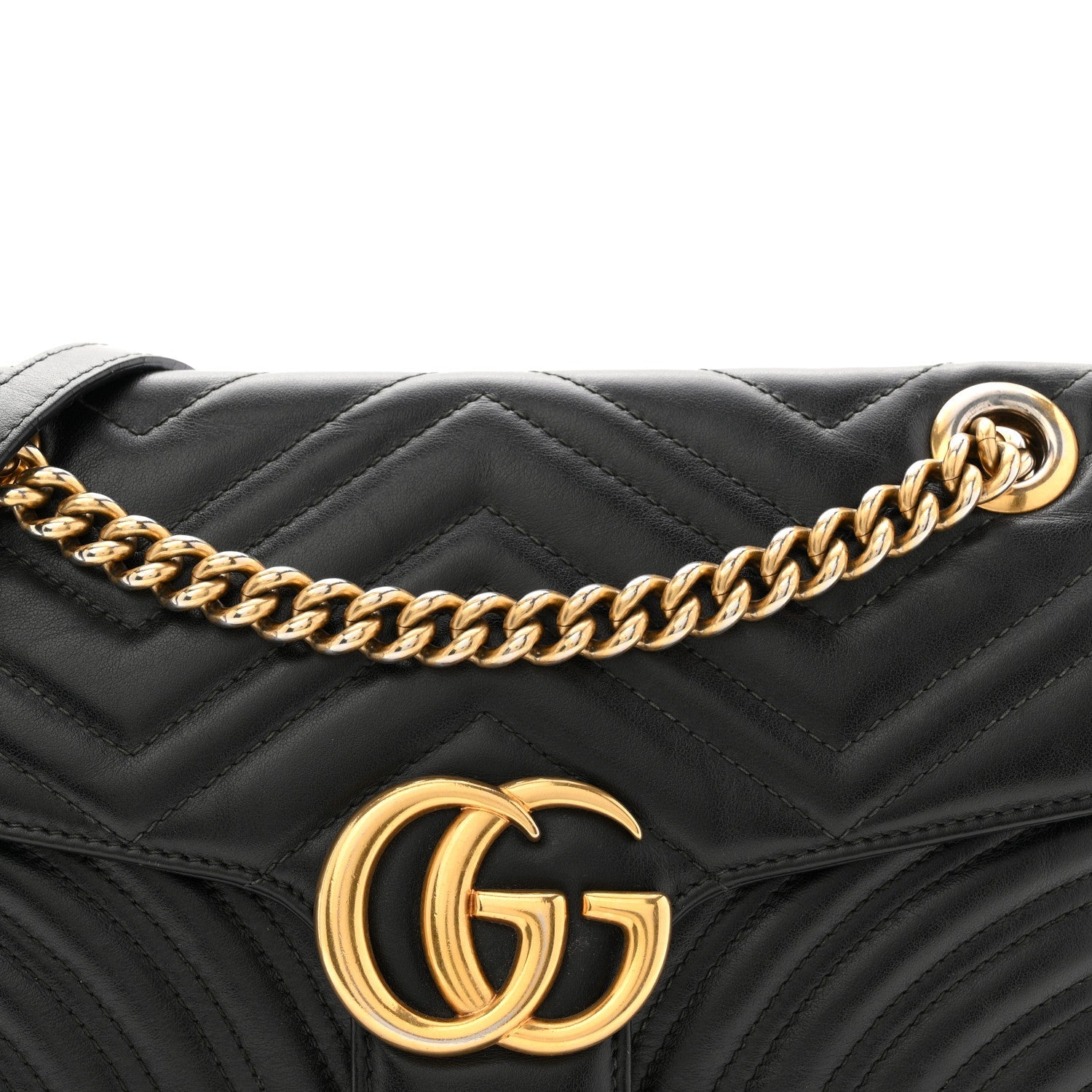 Gucci Calfskin Matelasse Small GG Marmont Shoulder Bag Black