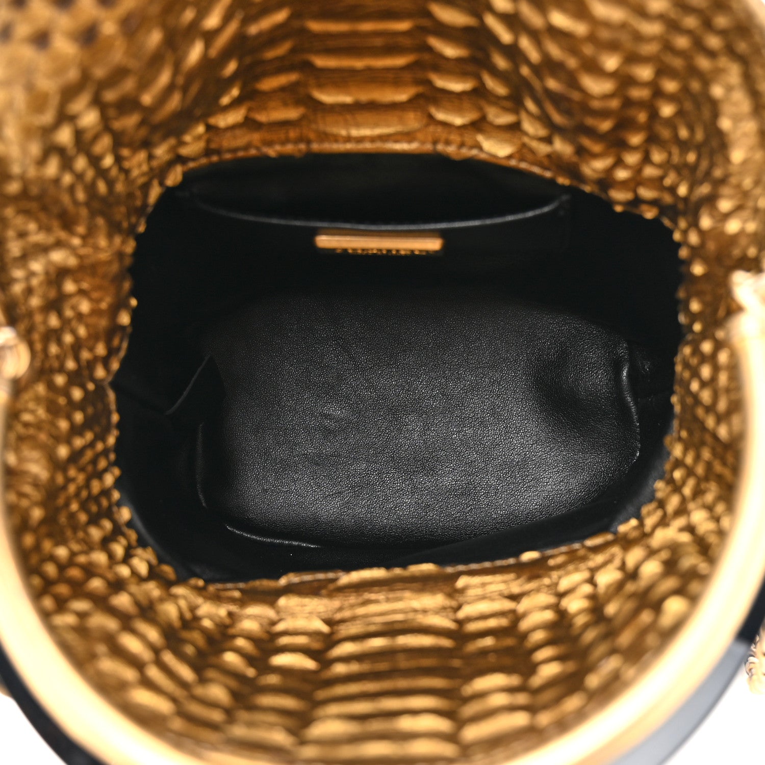 Chanel Metallic Snakeskin Paris Hamburg Drawstring Bucket Bag Gold