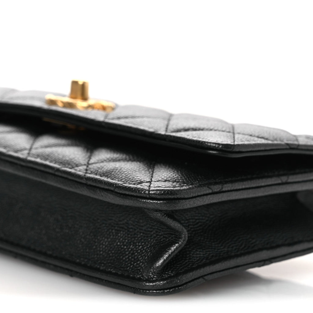 Chanel Pearly Caviar Quilted Fit For You Wallet On Chain WOC Black